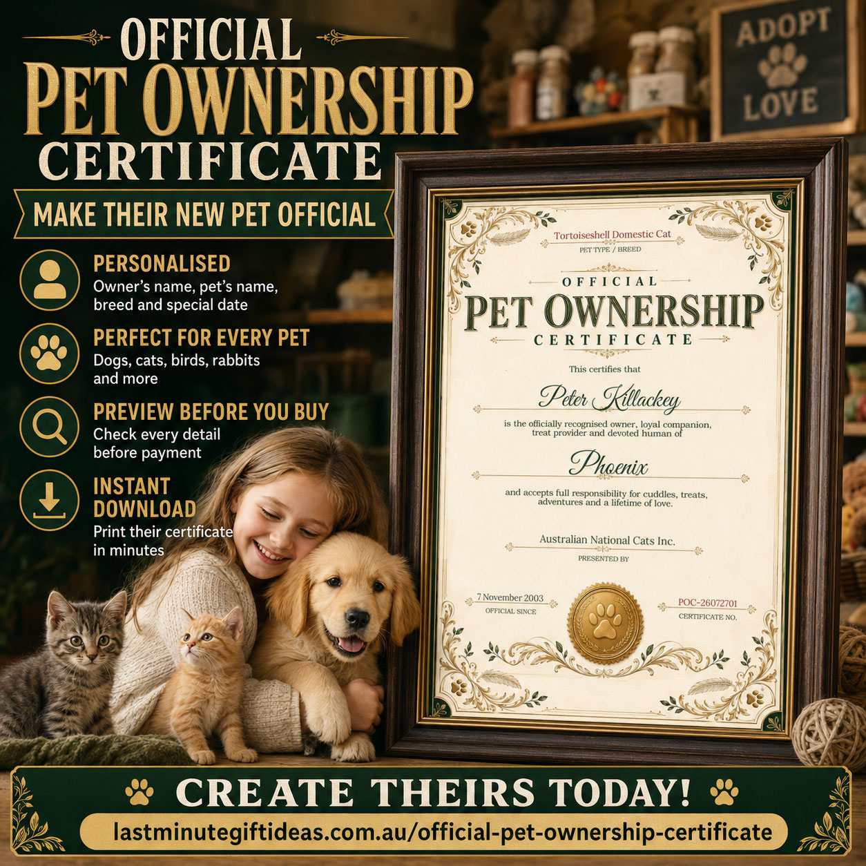 Pet Ownership Certificate